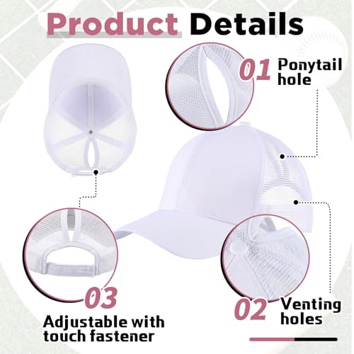 Image of Jecery Ponytail Mesh Trucker Hats Blank Baseball Cap for Women Bulk High Bun Adjustable Ponytail Hat for Women