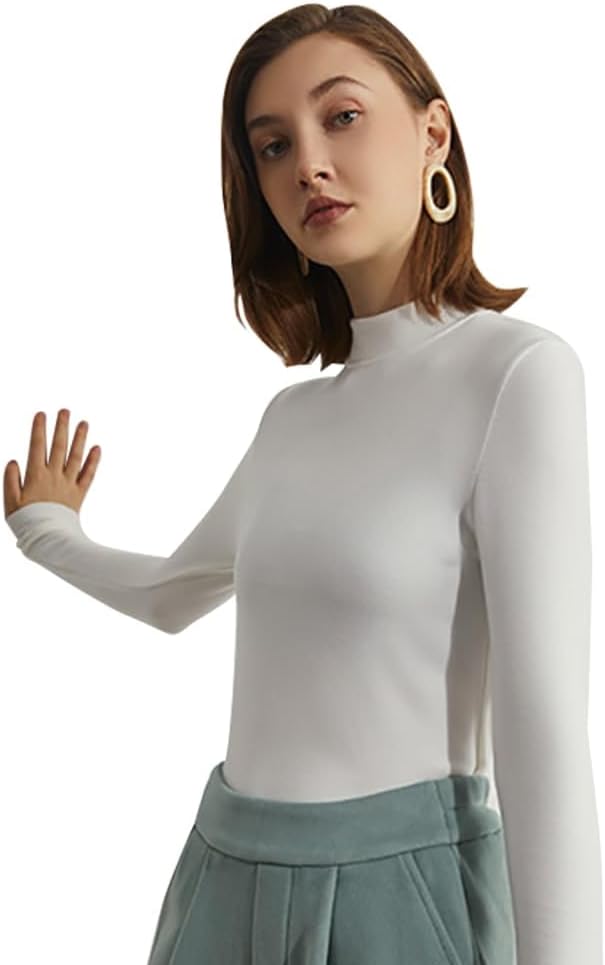 CHAOFLIGHTWomen's Long Sleeve Thermal Turtleneck Shirts Women Mock Turtleneck Fleece Lined Lightweight Thermal Top Workout Thermal Underwear Base Layer Pullover Tops Slim Fit Layer Soft