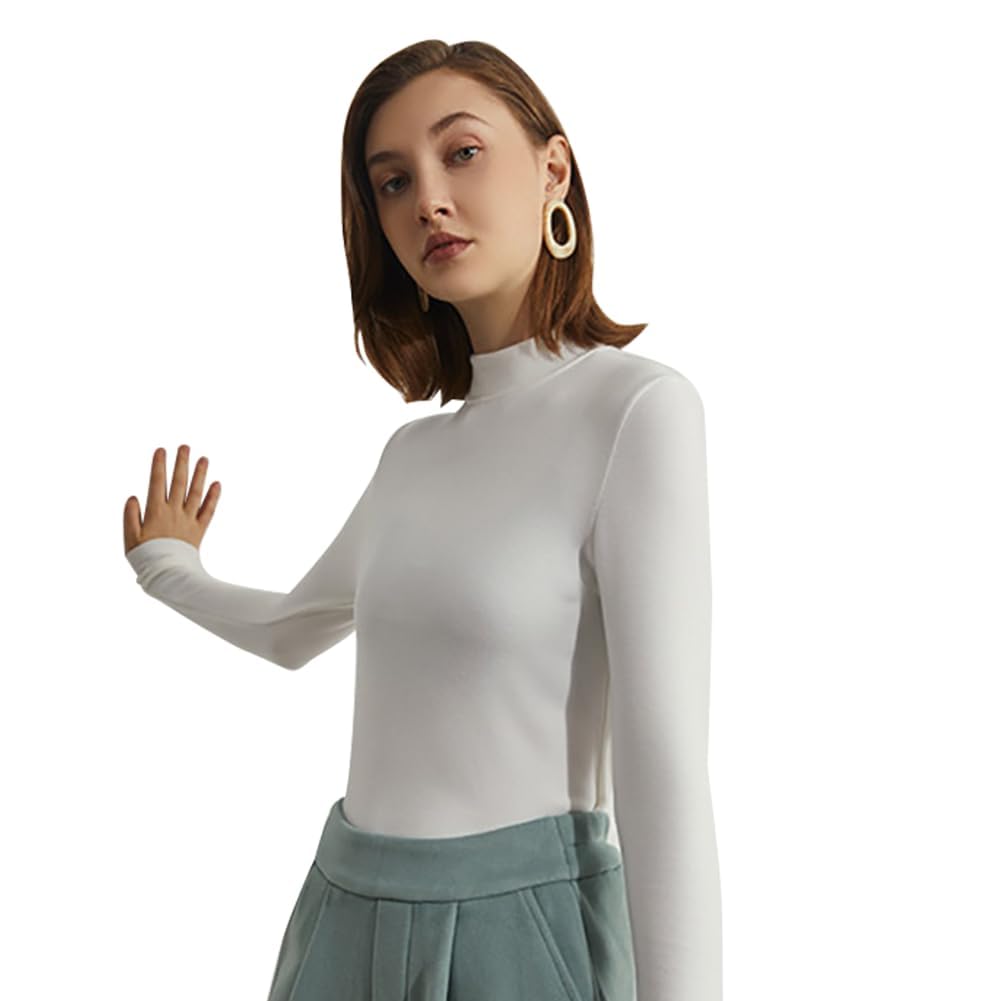 CHAOFLIGHTWomen's Long Sleeve Thermal Turtleneck Shirts Women Mock Turtleneck Fleece Lined Lightweight Thermal Top Workout Thermal Underwear Base Layer Pullover Tops Slim Fit Layer Soft