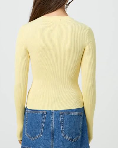 Cioatin Women Long Sleeve Button Up Ribbed Knit Crop Cardigan Y2K Slim Fit Round Neck Sweater Tshirt Fall Going Out Tops2