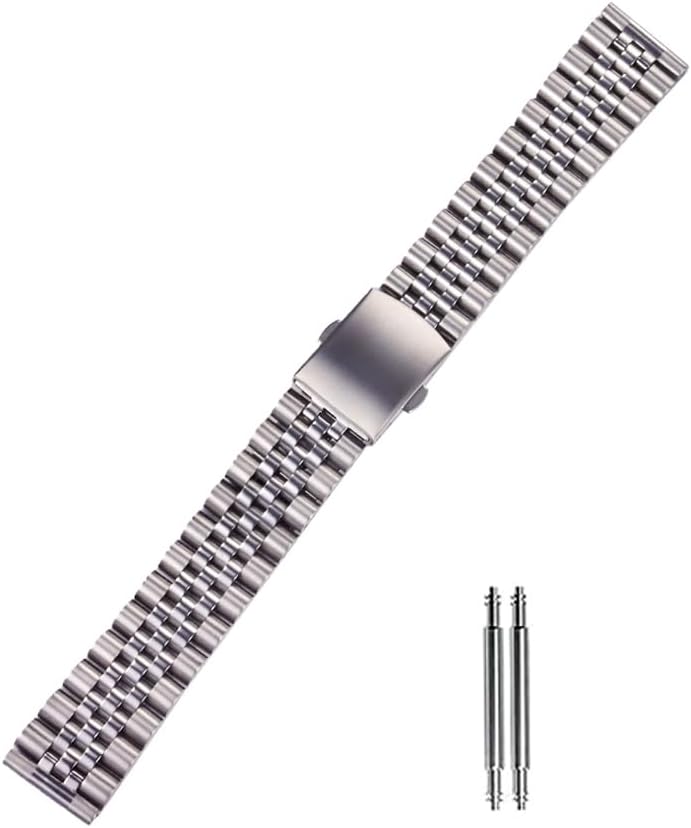 flat end 18mm 19mm 20mm jubilee with double button buckle stainless steel watch bracelet fit for rlx skx watch