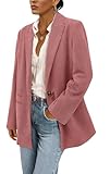 PRETTYGARDEN Women's Winter Corduroy Blazers Jackets Dressy Casual Ribbed Long Sleeve Lapel Fashion Work Business Outerwear (Pink,Large)