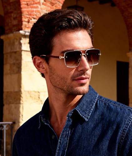 Image of Classic Mens Sunglasses Fashion Gold Frame Shades for Men UV 400 Protection Sunnies(7563)