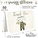 Whaline 50 Pack Baby Shower Thank You Cards Boxed Vintage Green Cloth Note Cards with Envelopes Stickers Greeting Blank Cards for Birthday Baby Shower