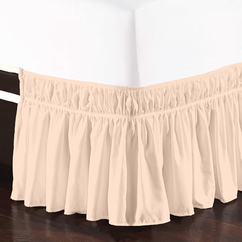 Elegant Comfort Luxurious Wrap Around Elastic Solid Ruffled Bed Skirt, with 16 Inch Tailored Drop - Easy Fit, Premium Quality Wrinkle and Fade Resistant - King/Queen, Ivory - image 5