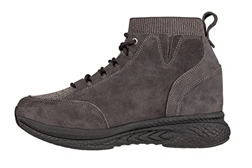 Image of CALTO Men's Invisible Height Increasing Elevator Shoes - Dark Brown Fashion High Top Technical Sneakers - 3 Inches Taller - S23203- Size 7 D(M) US