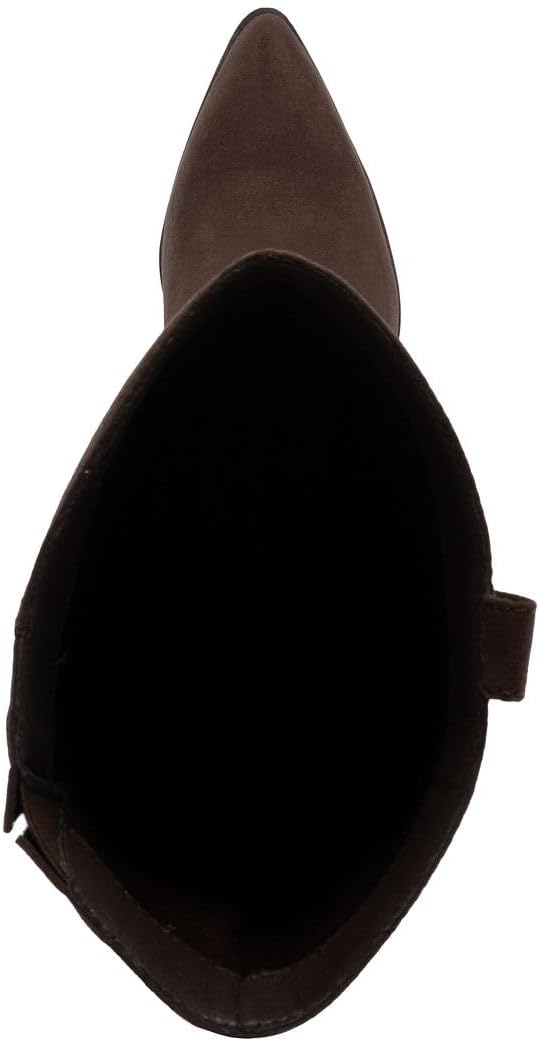 Sugar Women’s Tall Boots – Knee-High Vegan Leather Riding Boots with Pull-On/Side Zipper Entry, Decorative Straps, and Block Heel