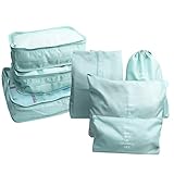 GUIFIER 7 Pack Packing Cubes for Suitcases, Luggage Organizers, Carry On Organizer Set, Storage Bags, Compression Cubes for Travel Accessories (Sky Blue)