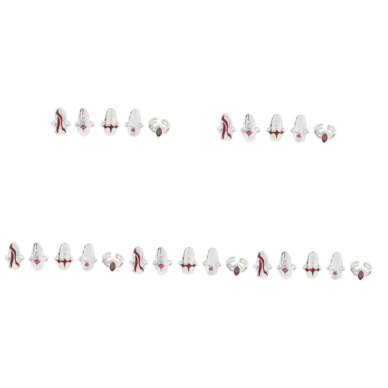 5 Set Di Anelli Per Unghie Rossi, Gioielli Per Unghie, Anelli Per La Punta Delle Dita, Per La Punta Delle Dita, Gioielli Per ie, Per , Decorazioni Per