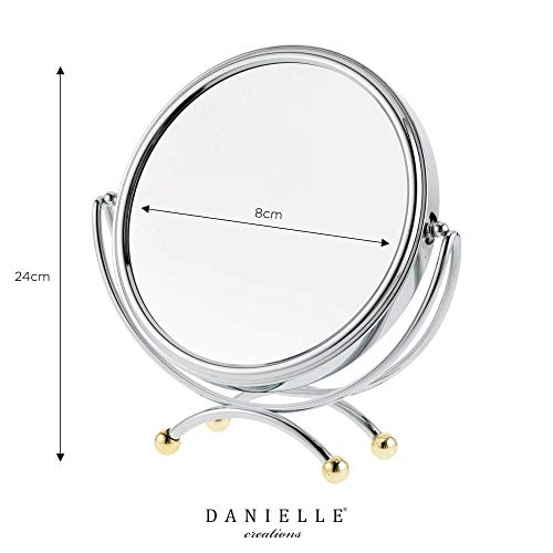 Miroir de table Danielle grossissant x10 finition chrome or luxe 20cm - 5