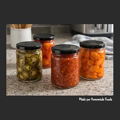 North Mountain Supply 16 oz Glass Wide Mouth Straight-Sided Jars with Black Metal Lug Lids (82-2040) Case of 12