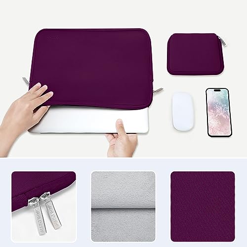 Image of MOSISO Laptop Case 16 inch, 15-15.6 inch Laptop Sleeve Bag Compatible with MacBook Pro 16 inch, HP, Acer, Dell, Lenovo, ASUS Notebook, Neoprene Computer Sleeve Bag with Small Case,Magenta Purple