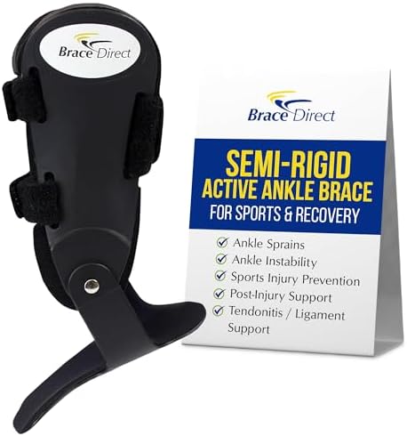 Brace Direct Semi-Rigid Active Ankle Brace for Sports - Maximum Support for Sprains & Injuries, Stabilizes & Protects Athletes Ankles Basketball, Volleyball (S - Left, Men 7-9 / Women 8-10)