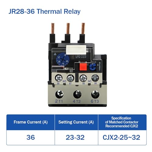 Relais de surcharge thermique JR28-36 23A à 32A avec contacts 1NO NC LR2 D23 - 2
