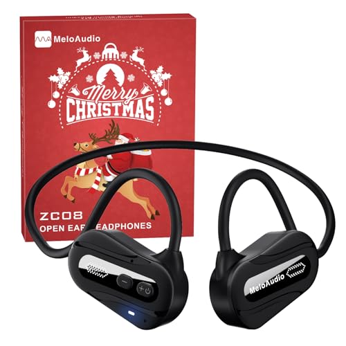 MeloAudio Open Ear Headphones, Bluetooth 5.3 Christmas Box Sport Headphones with Immersive Premium Bass Up Sound, Waterproof, Dual-Mic Open Ear Earbuds for Running, Cycling and Workouts