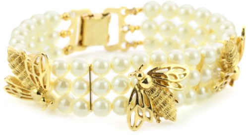 Antiquities Couture Vintage-Inspired Couture Pearl Bumble Bee Bracelet