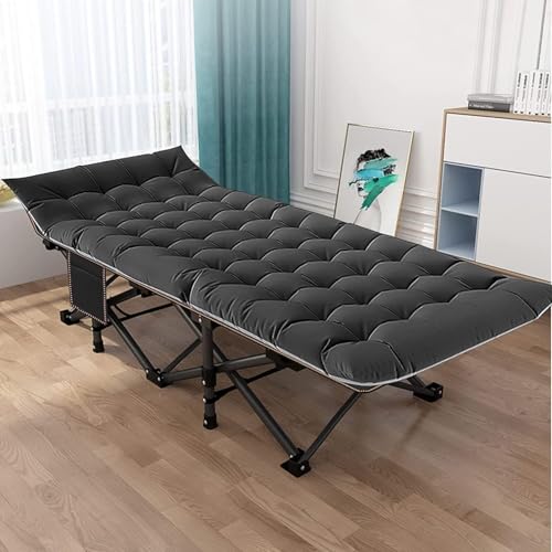 DRMOIS Feldbetten Klappbar Campingbetten, Campingliege Übergroßes 81 cm breites, tragbares, faltbares Outdoor, Tragkraft 400 kg- mit Isomatte Matratze, Schwarz, Größe XXL