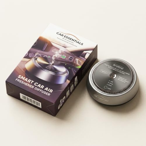Image of HomeEssentials Smart Car Air Freshener Diffuser, Automatic Fragrance Diffuser for Car, Adjustable Scent Intensity, USB Rechargeable, Quiet Aromatherapy Air Freshener for Car, SUV