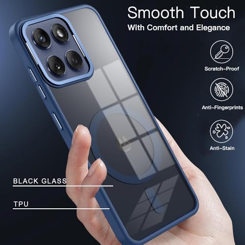 Image of KARWAN Translucent Hybrid Back Case Cover Compatible with Moto Edge 60 Fusion Shockproof Case with Camera Protection, N52 Magnet Cover Case with Magnetic MagEaze Wireless Charging Cover (Blue)