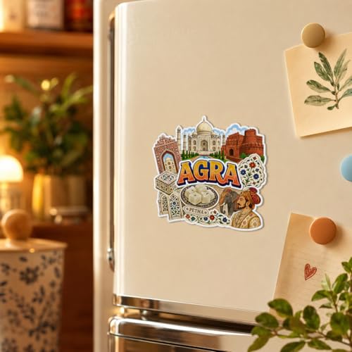 Image of Zesta Wooden Fridge Magnets Set | Refrigerator Decor Magnets for Kitchen | India Souvenir Fridge Magnet Collection | Wooden Magnet for Fridge Door Decoration (Agra)
