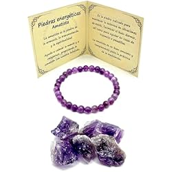 Pulseras Curativas Para Mujer arana's - Pulsera amatista piedra natural semipreciosa - Hilo elastico con cuentas de bolas - Cristales curativos y piedras energeticas para mujer y hombre - Sanacion curacion (Amatista)