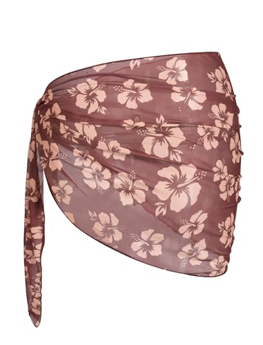 Image of ZAFUL Women's Sarong Coverups Beach Wrap Sheer Bikini Cover Up Mini Skirt | Wraps Swimwear, Cover Ups for Swimwear, Multi-Wear, Texture, Floral