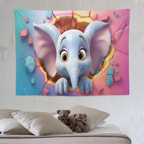 Tapisserie éléphant PAZZK 150×200cm - Tenture murale suspendue pour chambre et dortoir