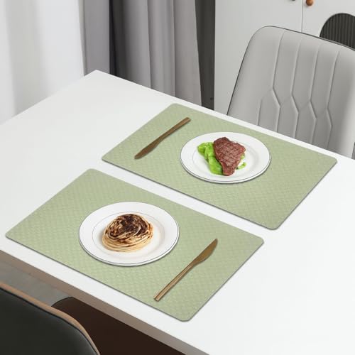 Image of Amazon Brand - Umi PVC Vinyl Foam Design Placemat STPG127 | Heat Resistant, Wipe Clean, Anti-Skid Table Mats for Dining Table, Kitchen & Home Decor (30x45 CM Green Set of 2)