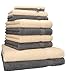 Produktbild Betz 10-TLG. Handtuch-Set Premium 100% Baumwolle 2 Duschtücher 4 Handtücher 2 Gästetücher 2 Waschhandschuhe Farbe Beige & Anthrazit Grau
