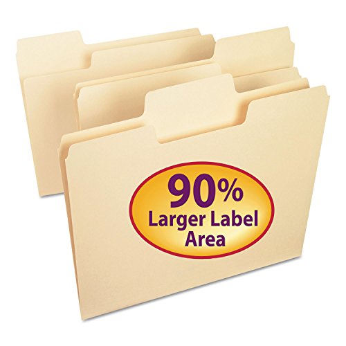 Smead 10301 SuperTab File Folders 1/3 Cut Top Tab Letter Manila 100/Box