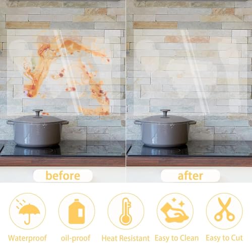 Image of Wall Protection Sheet- Clear Contact Paper Furniture Liner, Transparent Kitchen Backplash Proof || Peel & Stick Cover for Counters - Kitchen Furniture and Walls || (12 x 120 Inch)
