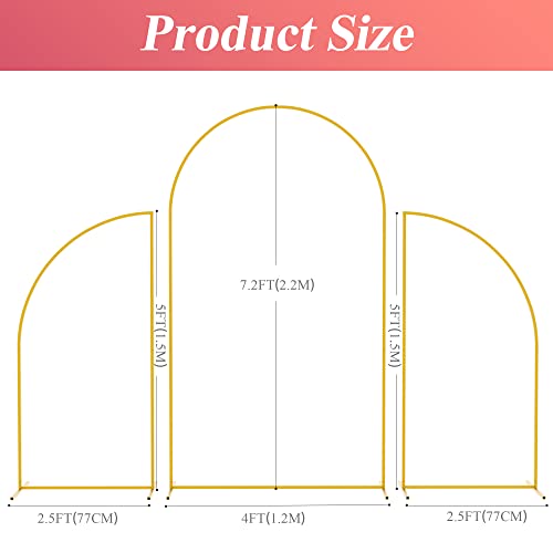 Mugiden Metal Arch Backdrop Stand 7.2Ft Set Of 3 Gold Wedding Arch Stand Square Door Arched Frame For Ceremony Anniversary Birthday Party Celebration Outdoor Indoor Graduation Decoration #TOP3