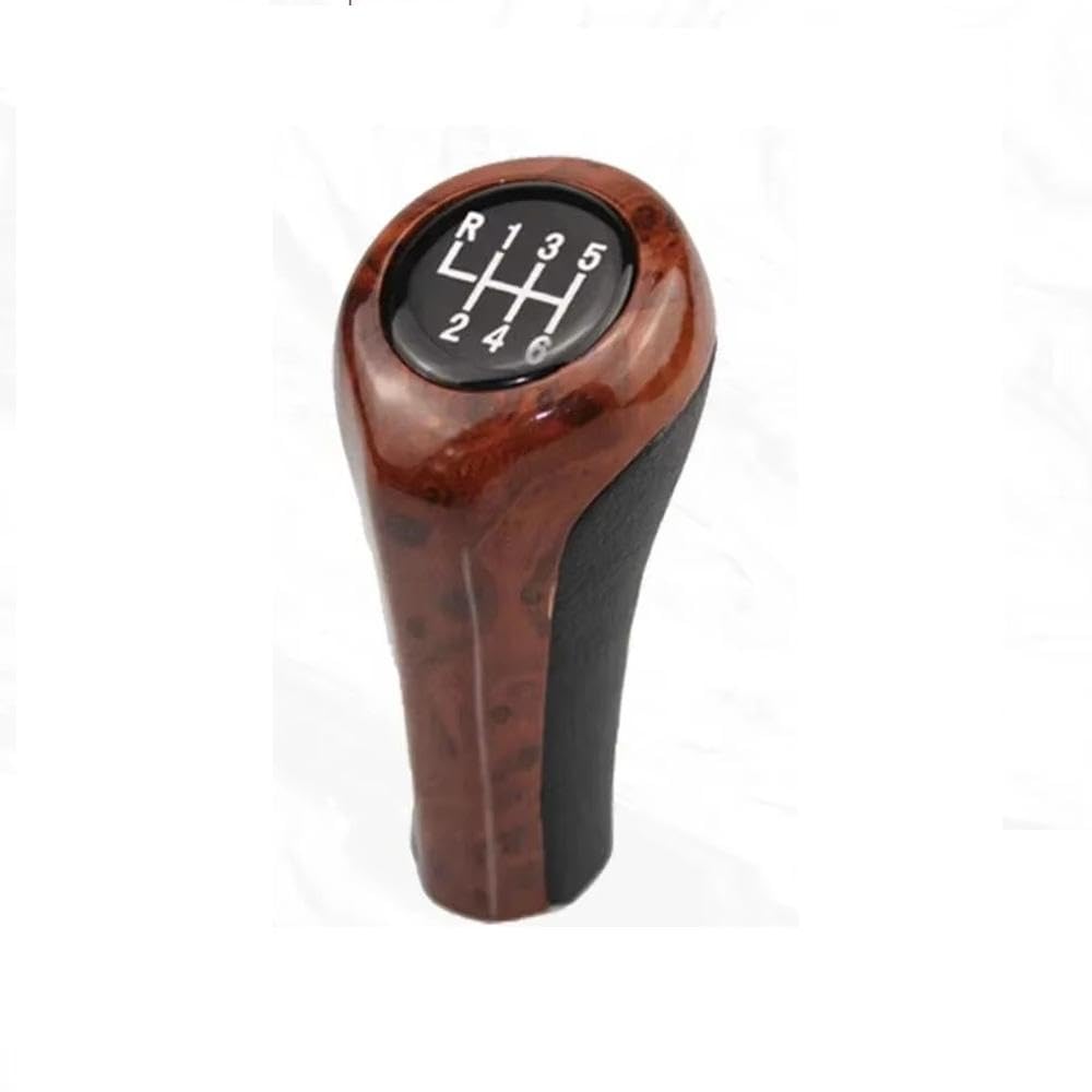POANBCGY Auto Parts for BMW E30 E36 E46 E39 E34 Z3 E53 Gear Shift Knob 5/6 Speed Interior Part Wood Grain Leather(6Speed)