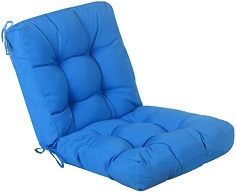 QILLOWAY Outdoor Seat/Back Chair Cushion Tufted Pillow, Spring/Summer Seasonal All Weather Replacement Cushions. (Marine Blue)