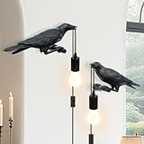 TONGNIDA Lámpara de pared Raven Lámpara de estilo gótico Lámpara de pared Raven de resina, decoración para mesita de noche (juego de dos)