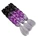 Produktbild Haarverlängerung 60cm Crochet Braids Two Tone Ombre Braiding Haar Synthetik Braid 3 Pcs /300g - schwarz bis lila bis silbergrau