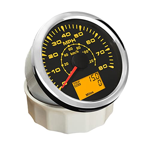 Eling Marine Auto Mph Gps Speedometer Odometer 80Mph Speed Gauge With Odo Cog Trip 85Mm For Car Boat Motorcycle 12 24 Volts #TOP1