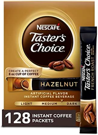 Nescafe Taster's Choice Instant Coffee Beverage, Hazelnut, 16 count (Pack of 8)