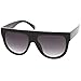 zeroUV Large Oversize Wide Temple Flat Top Aviator Sunglasses 57mm (Shiny Black/Lavender)