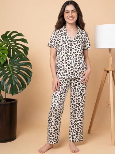 Image of Li'l Tomatoes Girls 100% Cotton Night Suit Set | Half Sleeve Shirt & Pyjama Set | Soft & Breathable Sleepwear | Casual Summer Wear | 9-16 Years