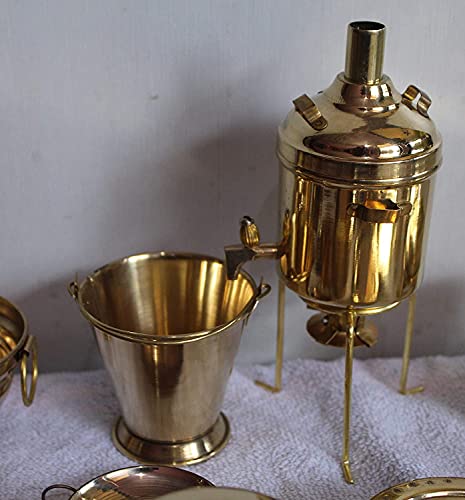 Tirtha Enterprises desi Toys Traditional Pretend Brass Kitchen Set for Kids Miniature Kitchen Set/Bhatukali/Toy Set/Home Decor Without Stand
