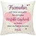 Zalingo Freundin Geschenk Kissenbezug, Herz Design mit deutschem Text, 45 x 45 cm, Cremewei&szlig; Doppelseitig Bedruckt Leinen Kopfkissenbezug, Geburtstag Geschenk f&uuml;r Beste Freundin