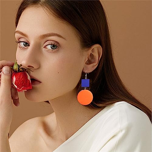 coadipress Wooden Earrings for Women Bohemian Yellow Square Green Round Disc Dangle Drop Geometric Studs Earrings Jewelry4