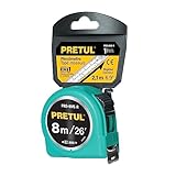 Pretul PRO-8ME-R Flexómetro rojo 8m cinta 1' Pretul tarjeta plástica, color Rojo, pack of/paquete de 1