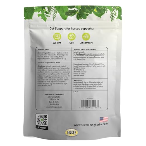 Silver Lining Herbs Gut Support for Horses - Natural Herbal Supplement for Horses - Provides Support for Equine Ulcers - Helps Promote Equine Pulmonary Health - 1 lb Bag - Thumbnail 2