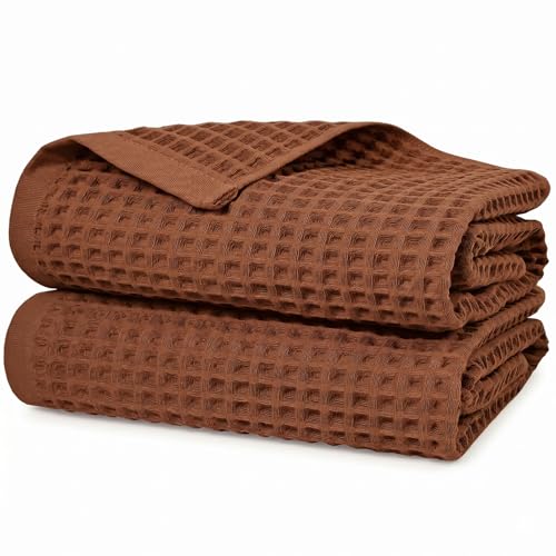 Waffle Bath Towels Set Rust