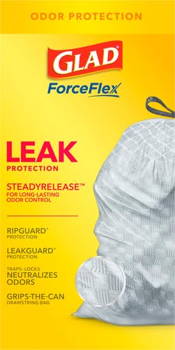 Image of Glad ForceFlex Tall Kitchen Trash Bags, 13 Gallon, Gain Fresh Clean, 40 Count (Package May Vary) (Pack of 6)