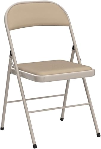 Miniatura 6 de VINGLI Paquete de 6 sillas plegables con asientos acolchados, marco de metal con asiento y respaldo de tela, capacidad de 350 libras, color caqui,