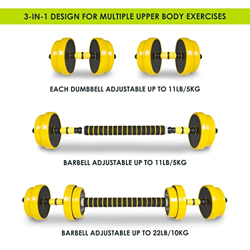 Image of ProsourceFit Adjustable Dumbbell & Barbell Weight Set, 2-in-1 Free Weights Available, Home Gym Equipment