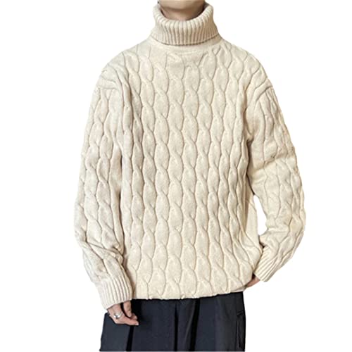 Hamthuit Winter Turtleneck Sweater Men Knitted Thick Warm Pullover Mens Warm Solid Color Loose Casual Sweaters